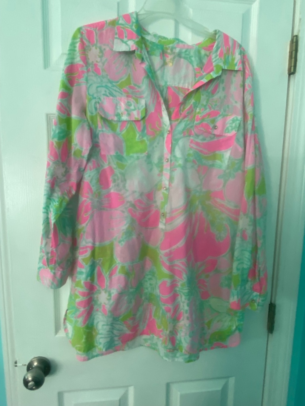 LILLY PULITZER LONG SLEEVE COTTON BLOUSE